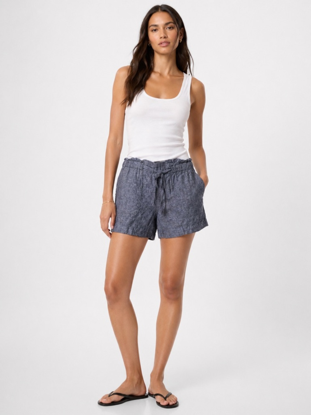 Calvin Klein linen blend elastic waist Shorts size 4  grey
